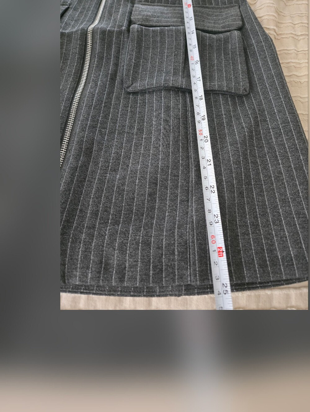 Good American Soft Stretch Ponte Mini Dress | Gray Stripe | Size M - Picture 11 of 11